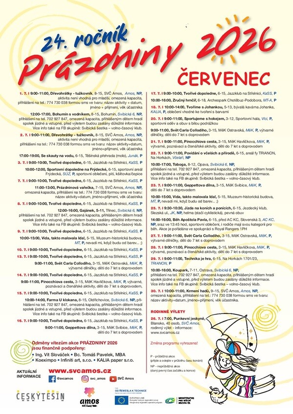 plakaty AMOS Prázdniny 2026 červenec
