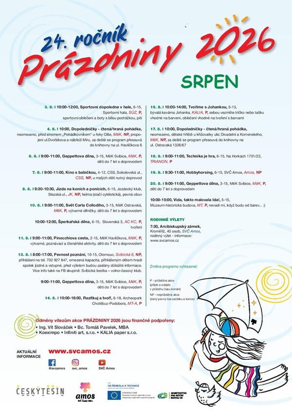 plakaty AMOS Prázdniny 2026 srpen